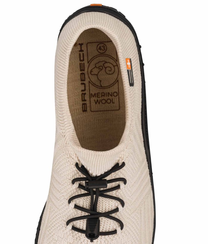 BUTY BRUBECK MINIMALISTYCZNE DAMSKIE BAREFOOT MERINO KREMOWY / CZARNY