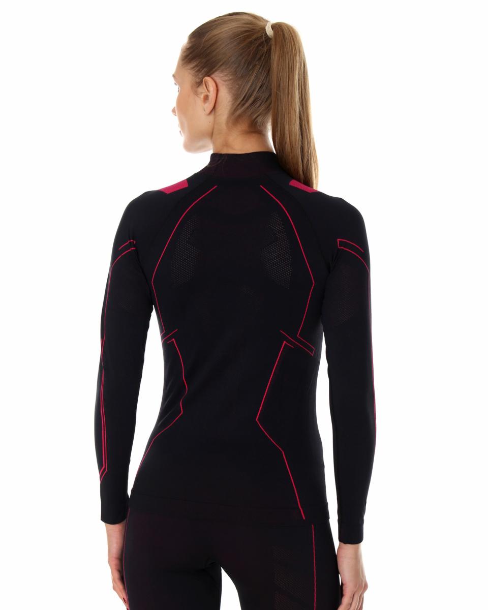 BLUZA TERMOAKTYWNA DAMSKA BRUBECK COOLER LS14350 CZARNY/AMARANT