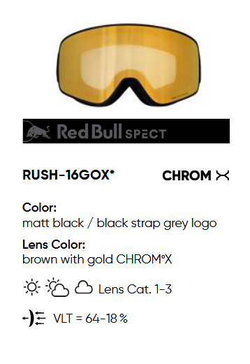 GOGLE RED BULL SPECT SKI GOGGLES RUSH-16GOX PHOTOCHROME