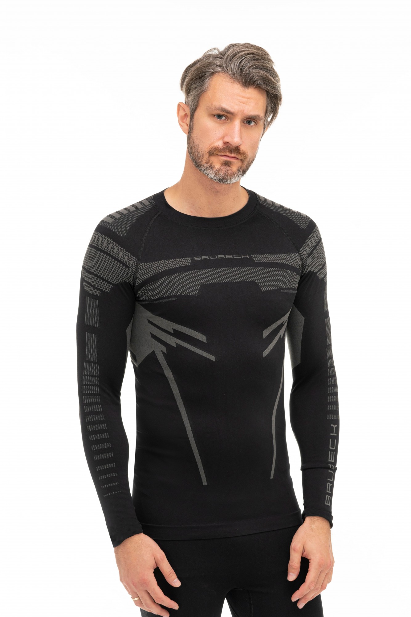 BLUZA TERMOAKTYWA MĘSKA BRUBECK DRY LS15700 GRAFIT/CZARNY