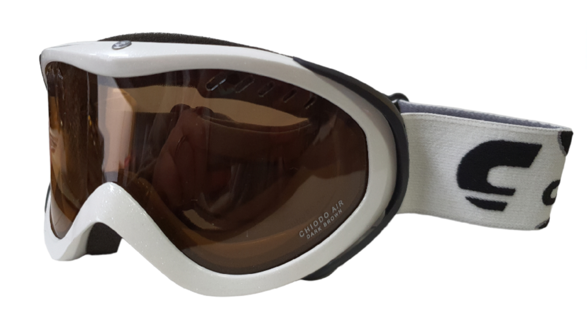 GOGLE CARRERA CHIODO AIR WHITE SHINY LOGO DARK BROWN