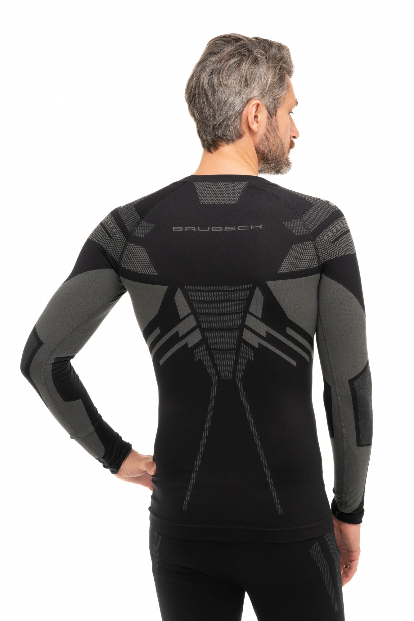 BLUZA TERMOAKTYWA MĘSKA BRUBECK DRY LS15700 GRAFIT/CZARNY