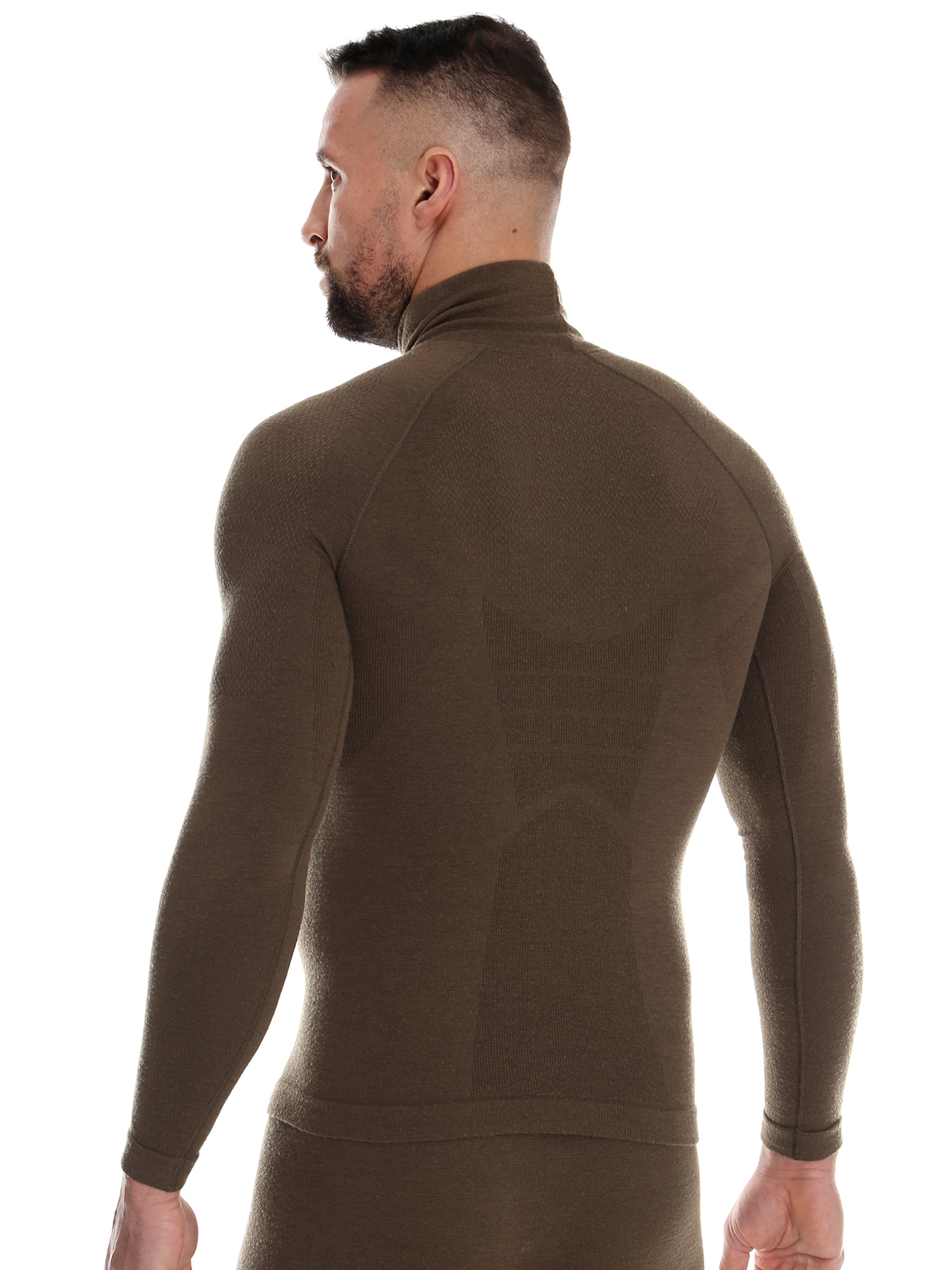 BLUZA TERMOAKTYWNA MĘSKA BRUBECK EXTREME MERINO RANGER WOOL LS14200 KHAKI