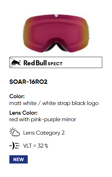 GOGLE RED BULL SPECT SKI GOGGLES SOAR-16RO2