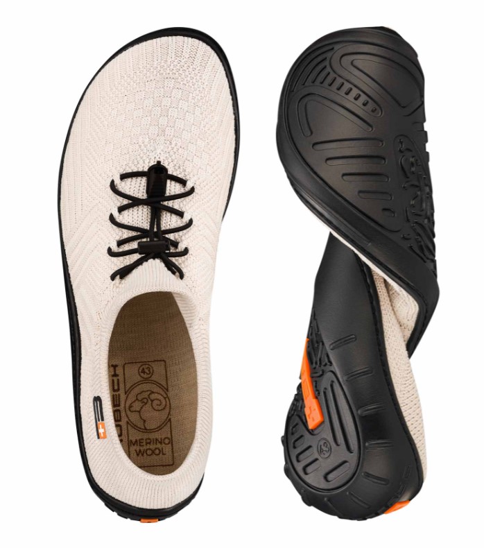 BUTY BRUBECK MINIMALISTYCZNE DAMSKIE BAREFOOT MERINO KREMOWY / CZARNY