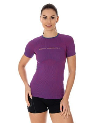 KOSZULKA TERMOAKTYWNA DAMSKA BRUBECK 3D RUN PRO SS12030 PURPUROWY