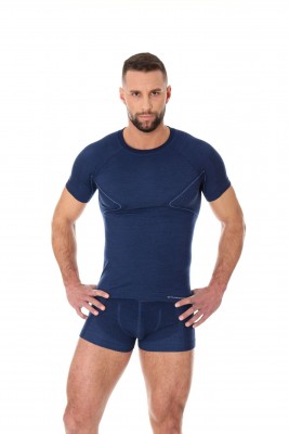 KOSZULKA TERMOAKTYWNA MĘSKA BRUBECK ACTIVE WOOL SS11710 GRANATOWY