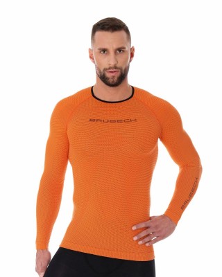 BLUZA TERMOAKTYWNA MĘSKA 3D RUN PRO BRUBECK LS13000 POMARAŃCZOWY