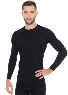 KOSZULKA TERMOAKTYWNA MĘSKA BRUBECK ACTIVE WOOL LS12820 CZARNY