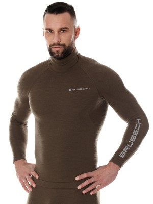 BLUZA TERMOAKTYWNA MĘSKA BRUBECK EXTREME MERINO RANGER WOOL LS14200 KHAKI