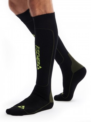 SKARPETY FISCHER COMFORT SKI SOCK ALPINE PERFORMANCE PRO MERINO WOOL BLACK OLIVE