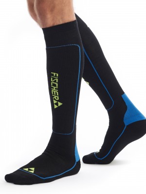 SKARPETY FISCHER COMFORT SKI SOCK ALPINE PERFORMANCE PRO MERINO WOOL BLACK BLUE