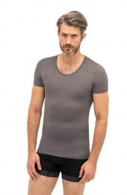 KOSZULKA BRUBECK Z KRÓTKIM RĘKAWEM UNISEX BASE LAYER SZARY 