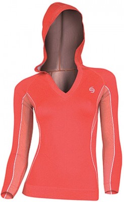 BLUZA TERMOAKTYWNA DAMSKA Z KAPTUREM BRUBECK FITNESS LS01000 CZERWONY