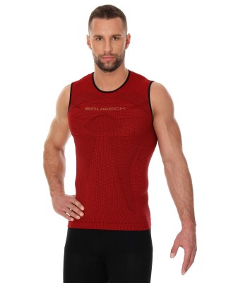 BEZRĘKAWNIK TERMOAKTYWNY MĘSKI BRUBECK 3D RUN PRO SL10290 CIEMNOCZERWONY