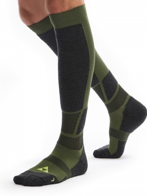 SKARPETY FISCHER COMFORT SKI SOCK ALPINE MERINO WOOL OLIVE